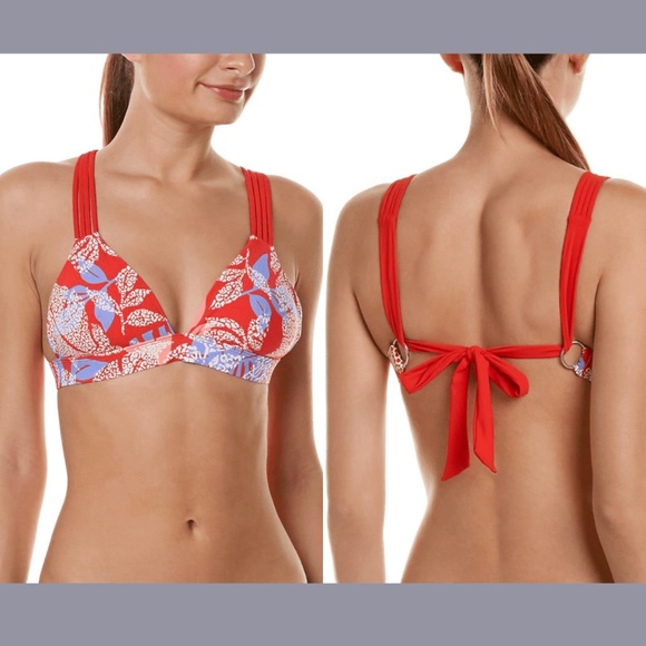 NEW Red Carter [ Maybe Small?] Paradiso Tropicall Strappy Bikini Top‎ Red - Picture 1 of 9